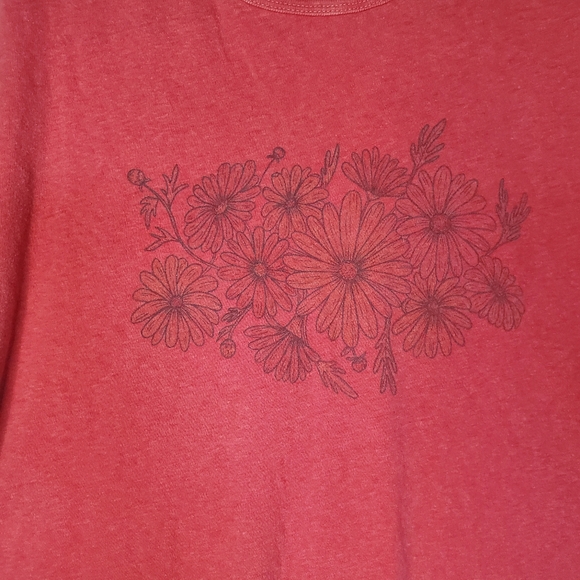 American Eagle, Women Short Sleeve T-shirt, Size L, Faded Red, Flowers, Stretchy - Picture 3 of 5